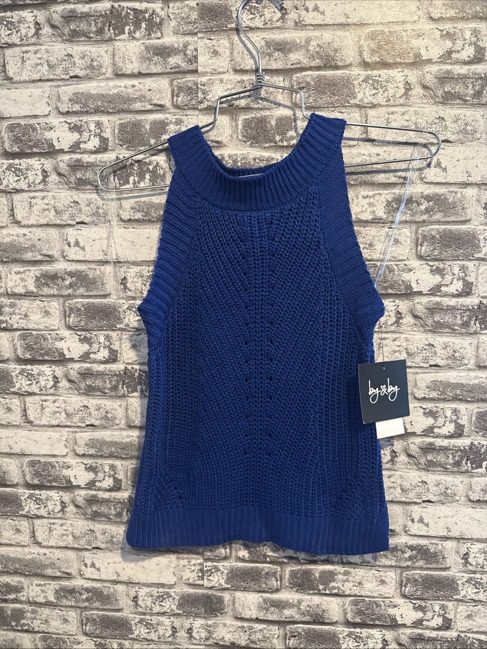 By & By Blue Sleeveless Ribbed Sweater Women's Size XS